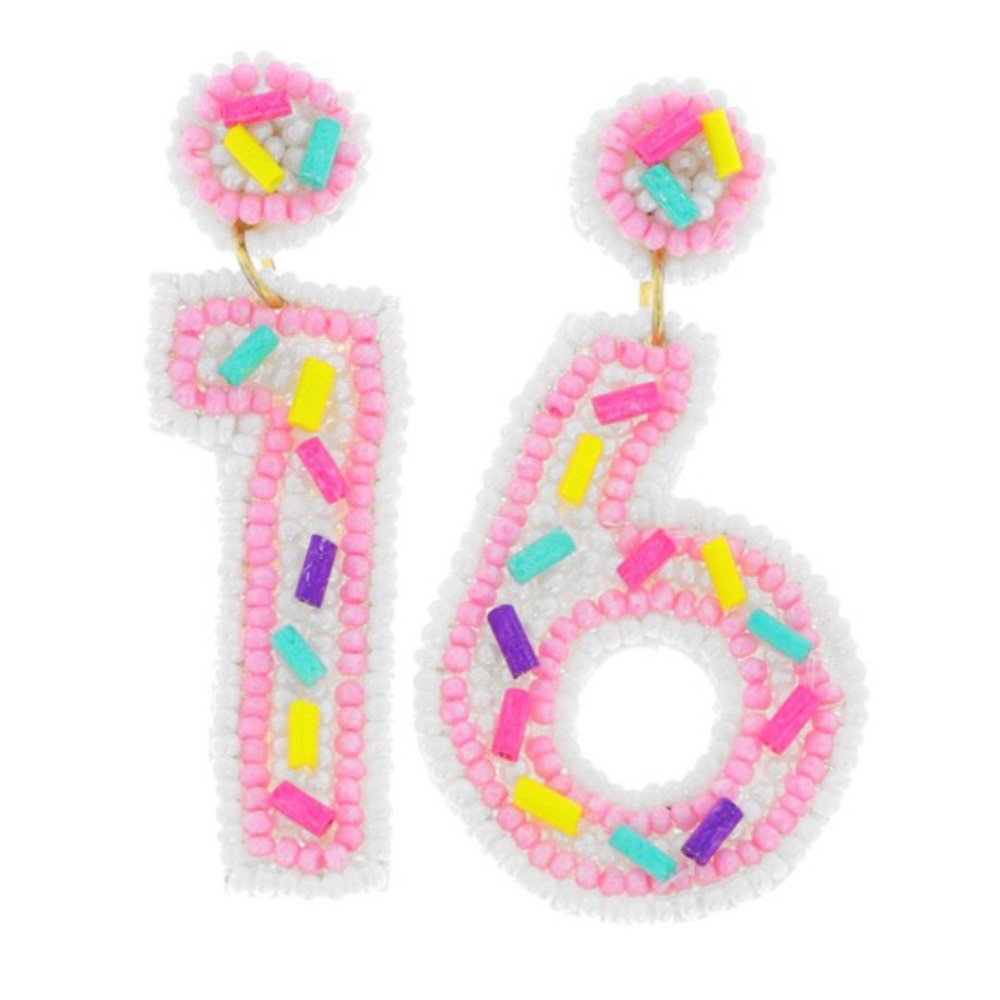 16th birthday beaded party earrings